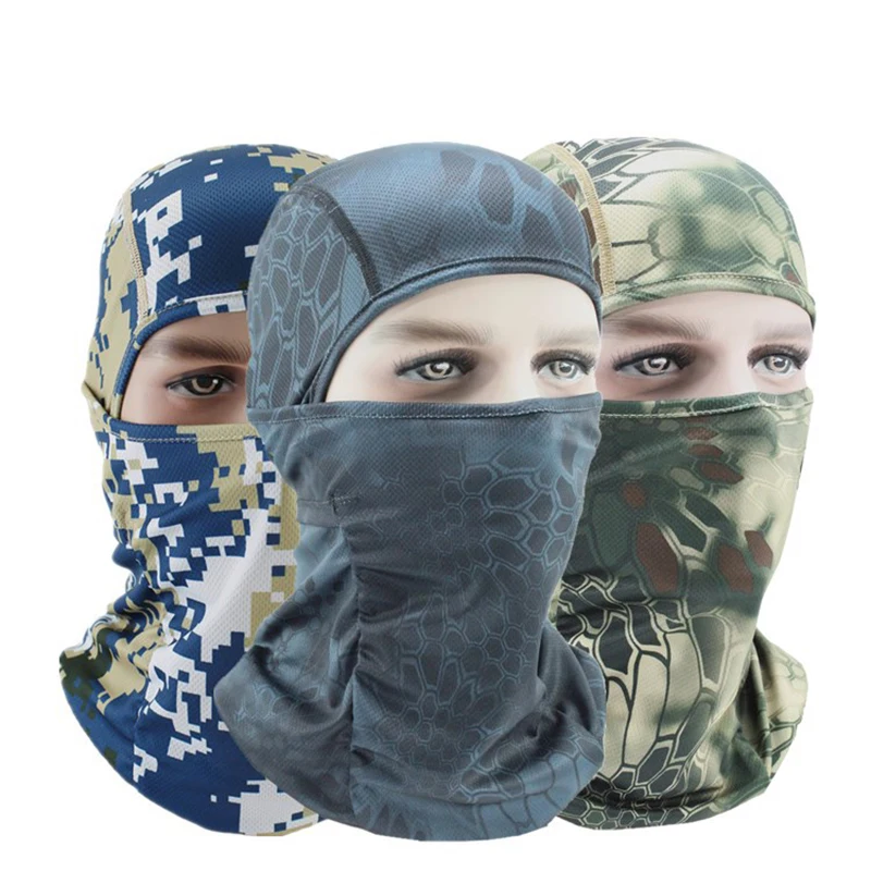 Summer Cycling Men Balaclava Python Pattern Cool Tactics Cap Breathable Sun Protection Bandana Camouflage Scarf Motorcycle Mask