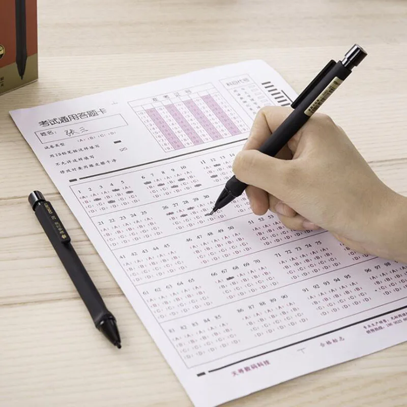 1pc with Ternary Answer Sheet Special Pen 2b Mechanical Pencil Computer Card Pen Filling Core Triangle Pen Stationery