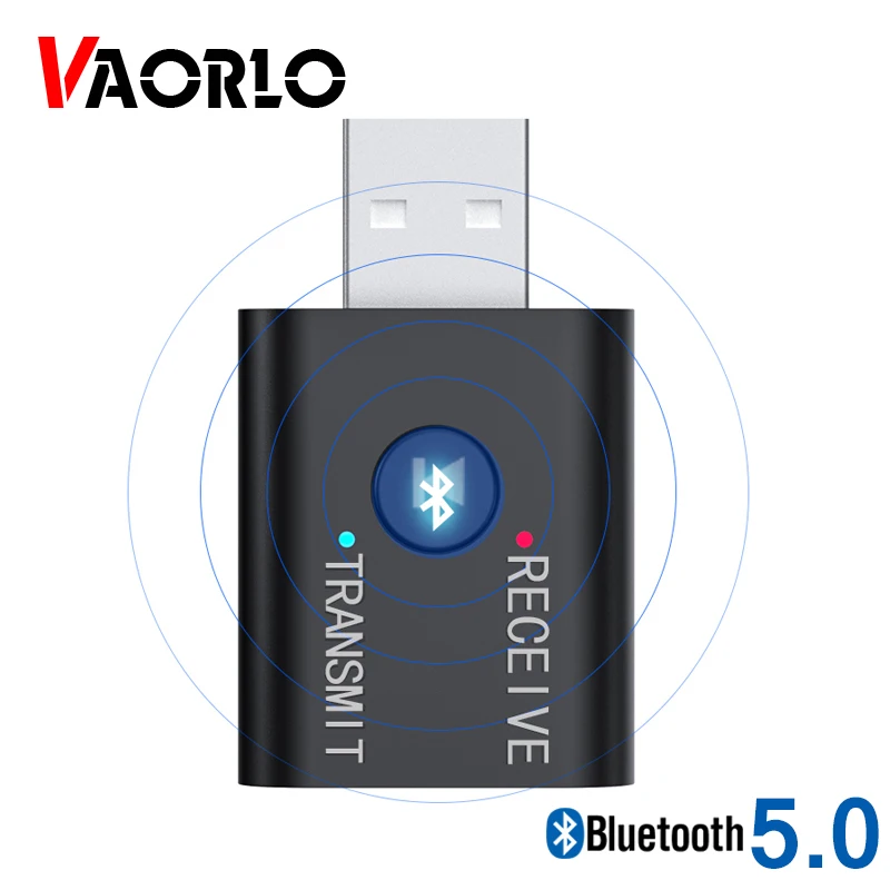 Аудиоприемник VAORLO Bluetooth 5,0, передатчик, разъем 3,5 мм, AUX, USB, стерео, беспроводной адаптер для ТВ, автомобиля, ПК, наушников, BT