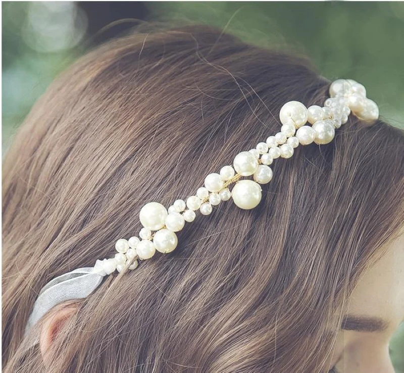 Accessori da sposa per copricapo con fascia per capelli con perle fatte a mano FANWEIMEI F242 Personalizzati