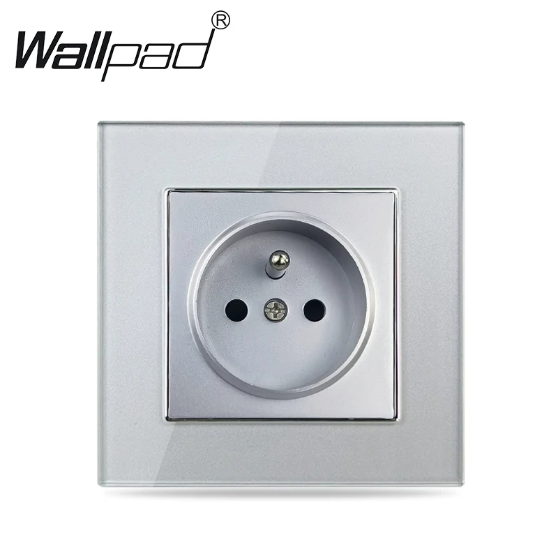 EU Glass Silver French Socket Round Back Wallpad Crystal Glass 220V AC 16A Poland Belgium Poland Wall Outlet with Claws