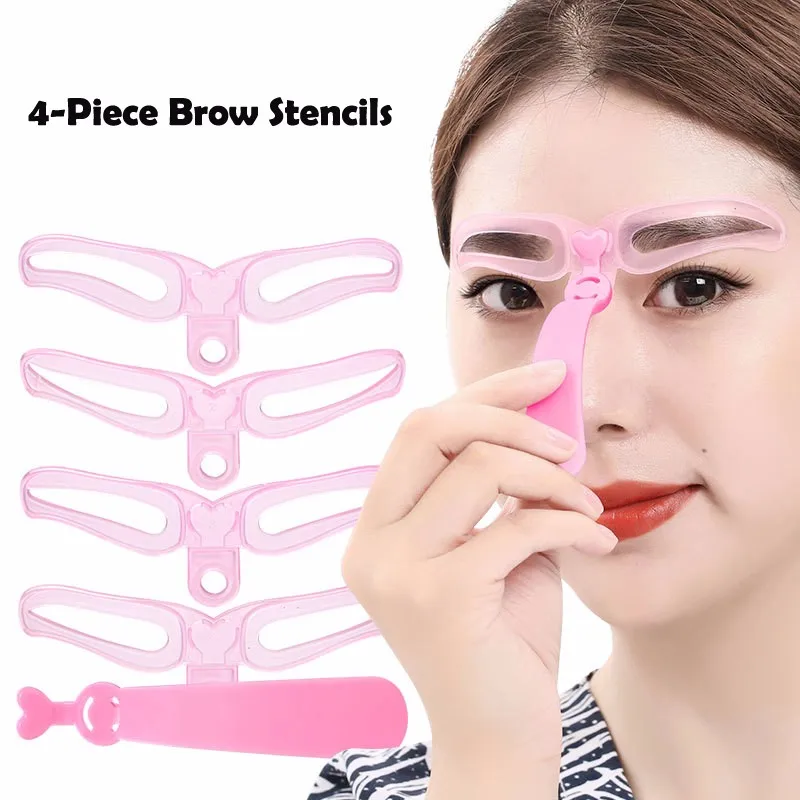 4 pz/set Facile Da usare Riutilizzabile Sopracciglio Che Modella la Definizione di Stencil Eye Brow Guida Template Sopracciglio Disegno Attrezzo di Trucco Accessori