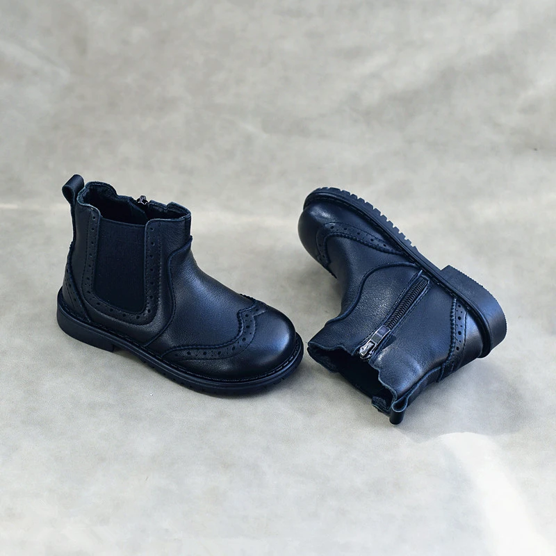 Genuine Leather Boys Riding Boots High-quality Cowhide Children Snow Boots Kids Shoes Spring Autumn Girls Shoes