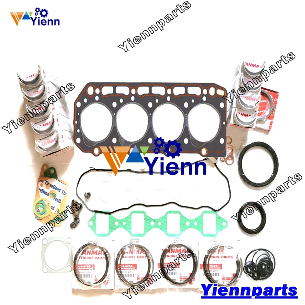 For Yanmar 4TN78 Overhaul Re-ring Kit Excavator Loader Engine Repair Spare Parts Piston Ring Bearing Set Full Gasket Kit