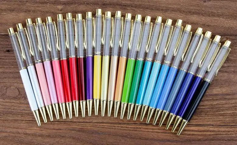 

23 Colors for Choice Ballpoint No Oil No Gold Foil Fill Yourself Crystal Metal Copper Gift Pen School Office Supplies Wholesale