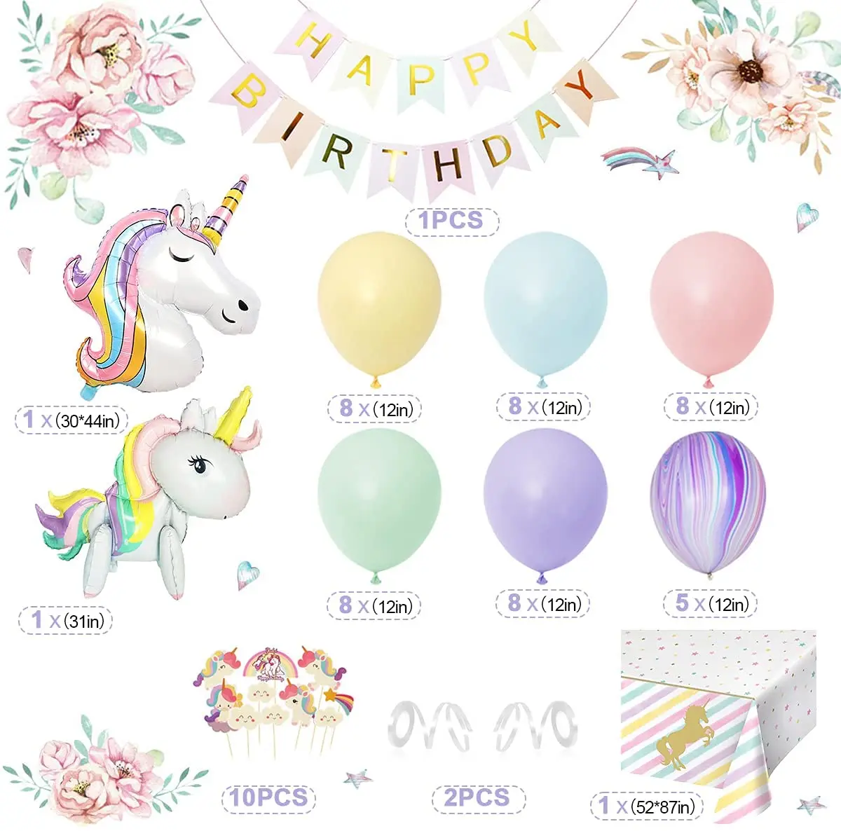 Unicorno palloncino unicorno decorazioni per feste di compleanno bambini ragazza 1 anno compleanno palloncino Decor Baby Shower Gender Reveal