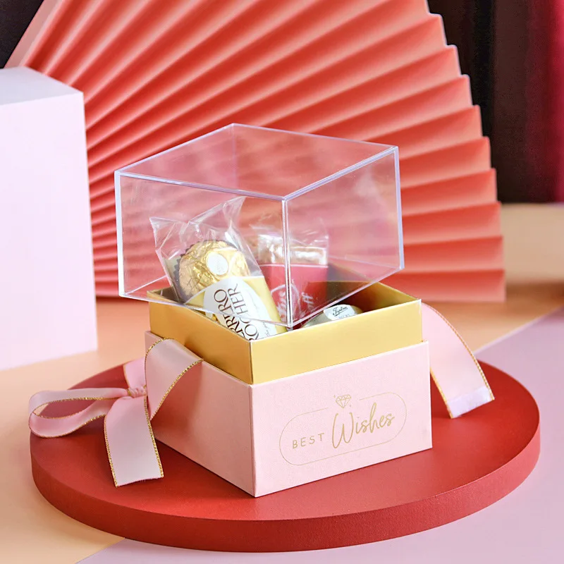 Acrylic Transparent Candy Boxes Baby Shower Cardboard Gift Box Wedding Favors for Guests Mariage Personalized Customization