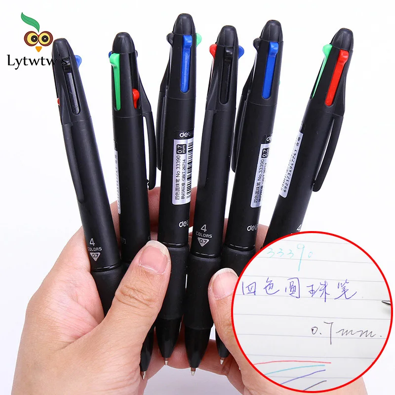 Lytwtw's 4 Color Pen Creative Colorful Retractable Ballpoint Pens Multifunction Pen For Marker Writing Stationery