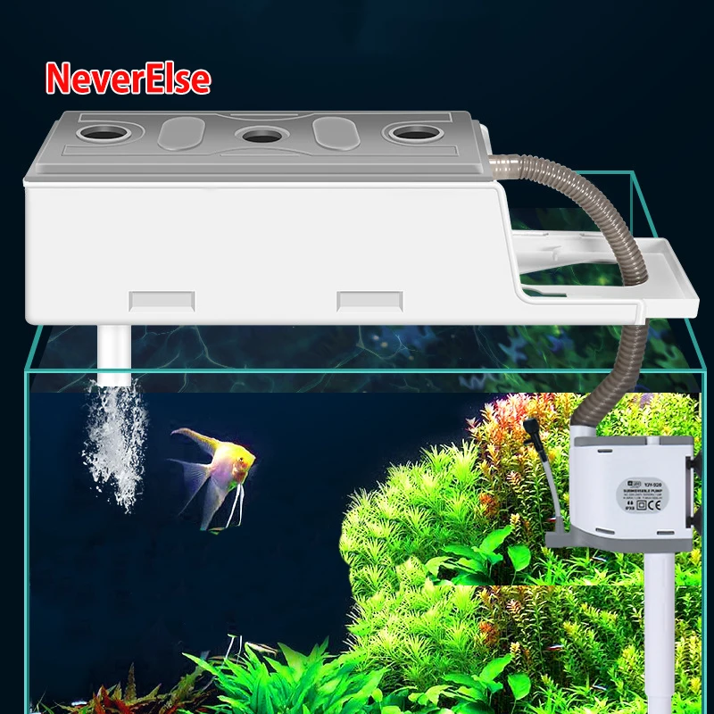 Pompa Udara Filter Akuarium Multifungsi 4-In-1 Pompa Air Akuarium Tangki Ikan Semprotan Air Sirkulasi Filter Pembersih Dapat Ditenggelamkan