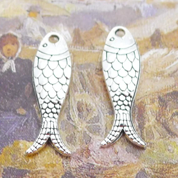 Подвеска в виде рыбы под античное серебро, 15 шт./лот, 25x8 мм, фурнитура для изготовления ювелирных изделий своими руками
