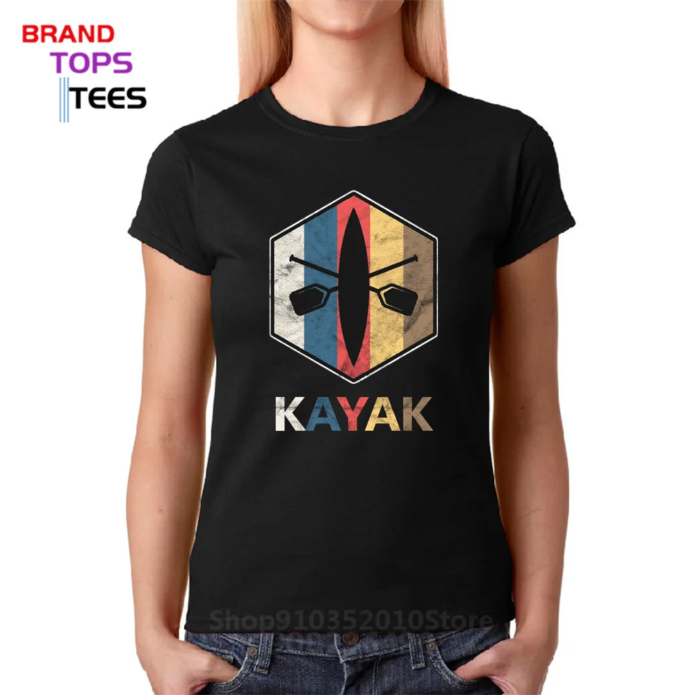 Vintage Kayaking T Shirts Women O-Neck Cotton Canoeing Tshirt Summer Sports Kayak Funny Rowing T-Shirt Short Sleeve Tops Tees