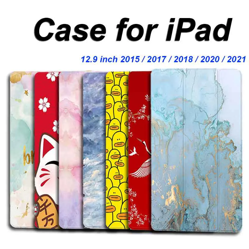 Case for iPad Pro 12.9 2022 2021 2020 Pro 2018 12 9 2015 2017 Trifold Stand Transparent Cover funda for ipad Pro Case 12’9 inch