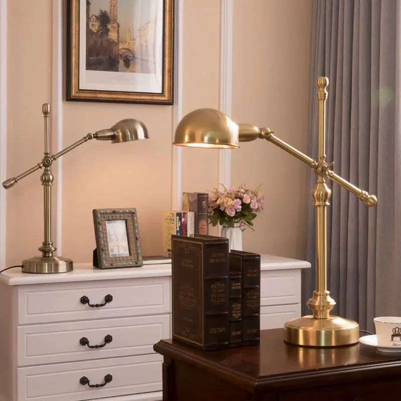 American Mtyle Minimalist Metal Table Lamp For Living Room Creative Personality Eye Protection Learning LED Desk Bedside Lamp