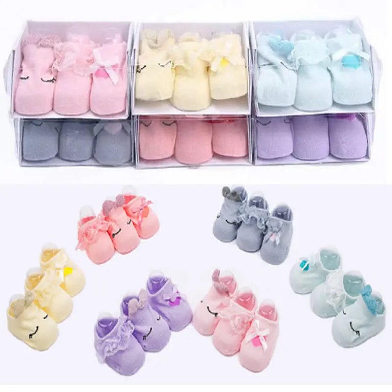 Newborn Baby Socks Lace Flower Anti-Slip Girl Floor Socks Bow toddler Girl Socks Girls Gift Sokken Non-slip Shoes