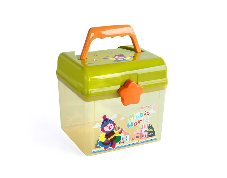 Niedlichen Cartoon Kinder Doppel Schichten Lagerung Box Tragbare Kunststoff Spielzeug Kinder Geburtstag Geschenk Kreide Snack Gebäude Block Organizer – Detail 3