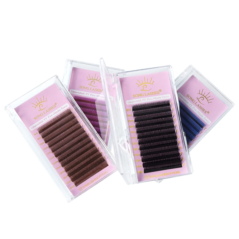 YY Shape Black Brown Blue Purple Premium Mink Soft Light Natural Eyelashes Extension C/D/DD/LC/LD/M Curl Eyelash Individual