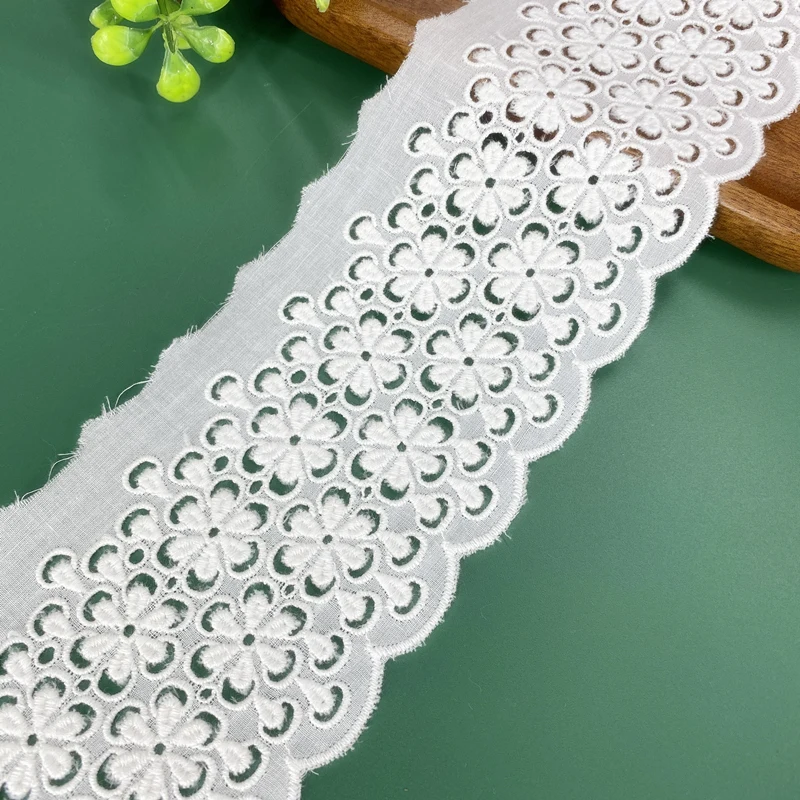 New Cotton Cloth Hollow Three-dimensional Flower Embroidery Flower Cuffs Lace Trimmings Decorative Lace Band 8.5cm Wide