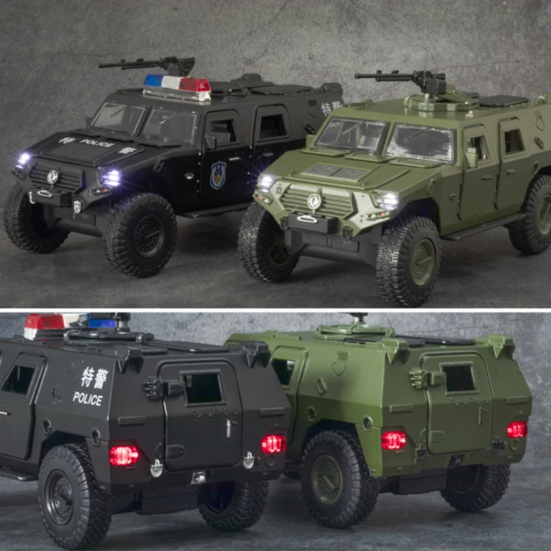 1:24 Military Alloy Armored Car Model Diecasts Metal Toy Off-road Vehicles Tank Police Explosion Proof Car Model Childrens Gift