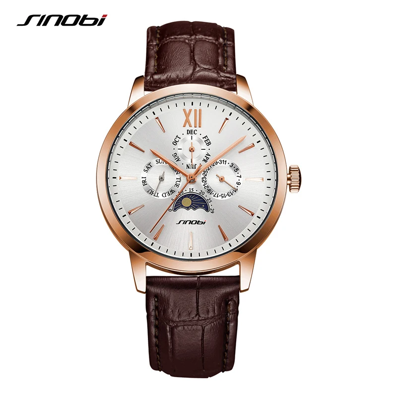 

SINOBI Top Brand Original Men's Fashion Luxury Watches Male Function Clock Calender Quartz Wristwatches Relogio Masculino saat