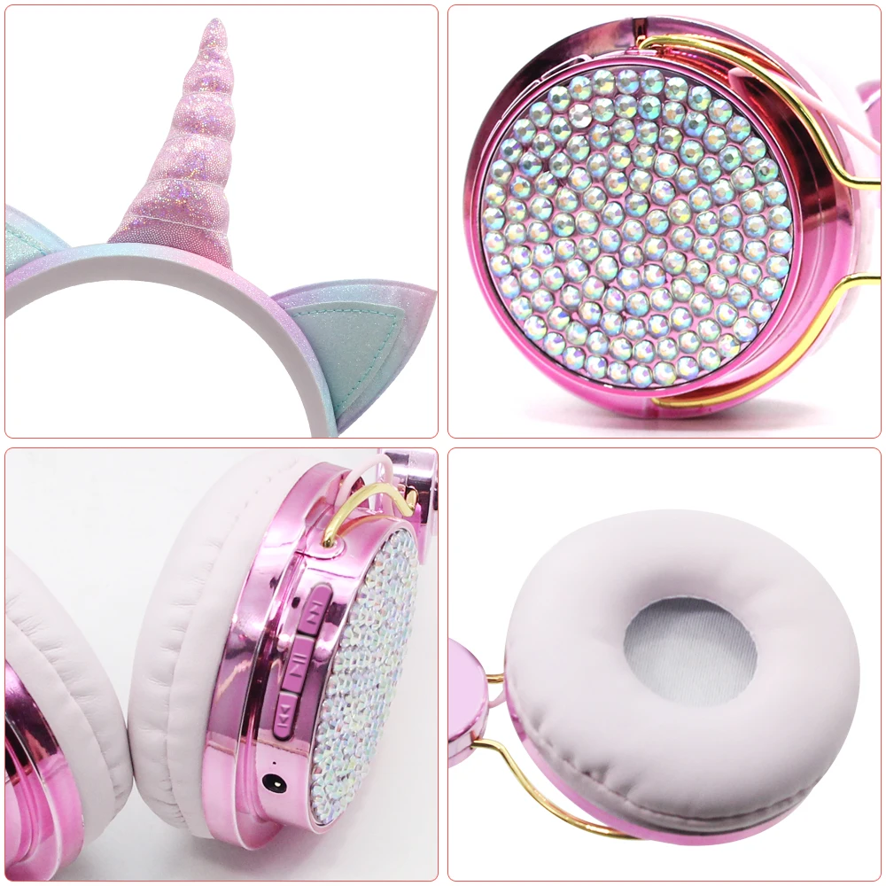 Wireless headphones Kids Headset Cartoon Unicorn Blue-tooth Headphones Microphone Casco Gaming Handsfree Calling Auricularesgift