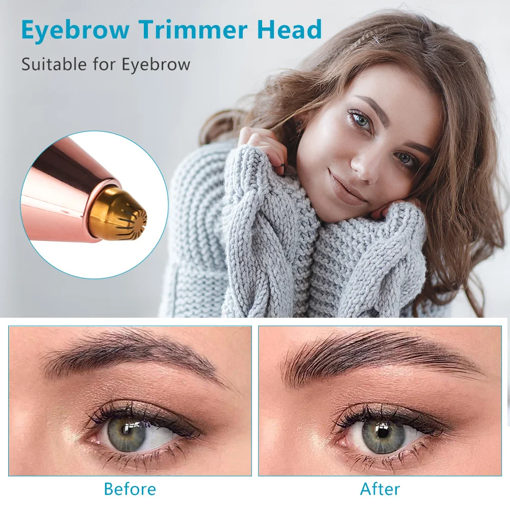 2 IN 1 Eyebrow Trimmer ปากกาแต่งหน้า Facial เครื่องกำจัดขน Remover ผมไม่เจ็บปวดกำจัดขนสำหรับเครื่องโกนหนวดมีดโกนมีดโกนมีดโกน