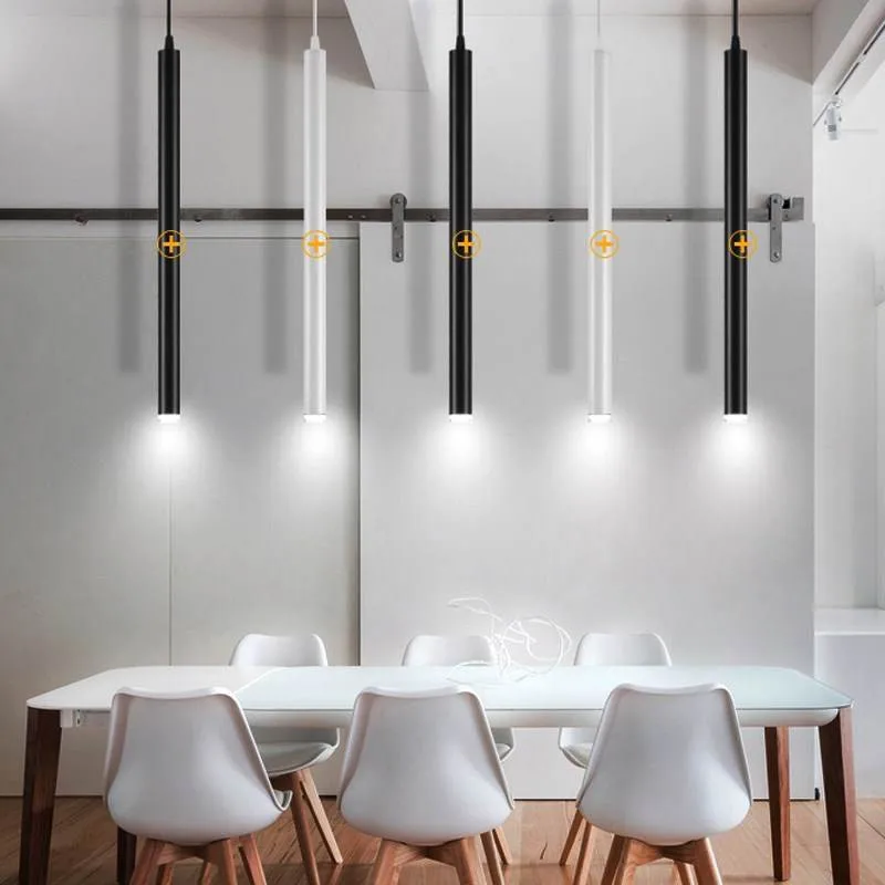 

led Pendant Lamp Long Tube light Kitchen Island Dining Room Shop Bar Counter Decoration Cylinder Pipe Hanging Light Kitchen Lamp