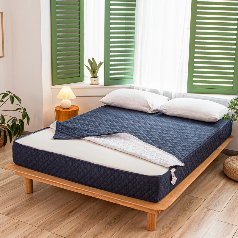 High Quality Zipper Quilted Mattress Cover King Queen Twin Size Removable Six-sides All-inclusive Anti-mite Bed Protector Cover