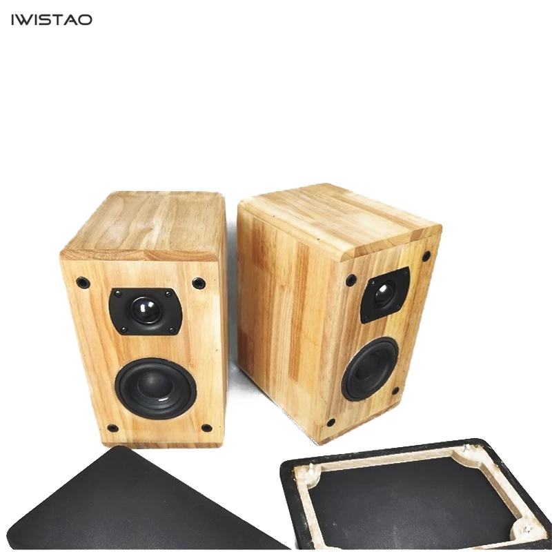 IWISTAO 2 Way HIFI Speaker  3.5 Inch Woofer  1 Inch Tweeter 4 Ohm 50W Solid Wood Enclosure 1 Pair Inverted Structure