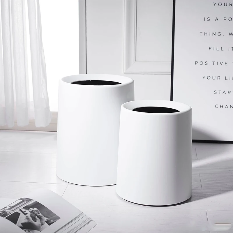 Nordic Creative Simple Trash Can Japanese Style Home Living Room Bathroom Uncovered Double Large Office Paper Bucket YHJ120507