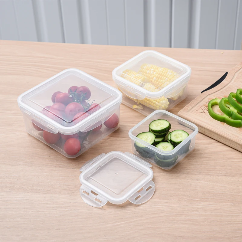 3 Pack Square Airtight Food Storage Container with Lid, Leak Proof Snap Lock, BPA Free Plastic (350ML, 700ML, 1300ML)