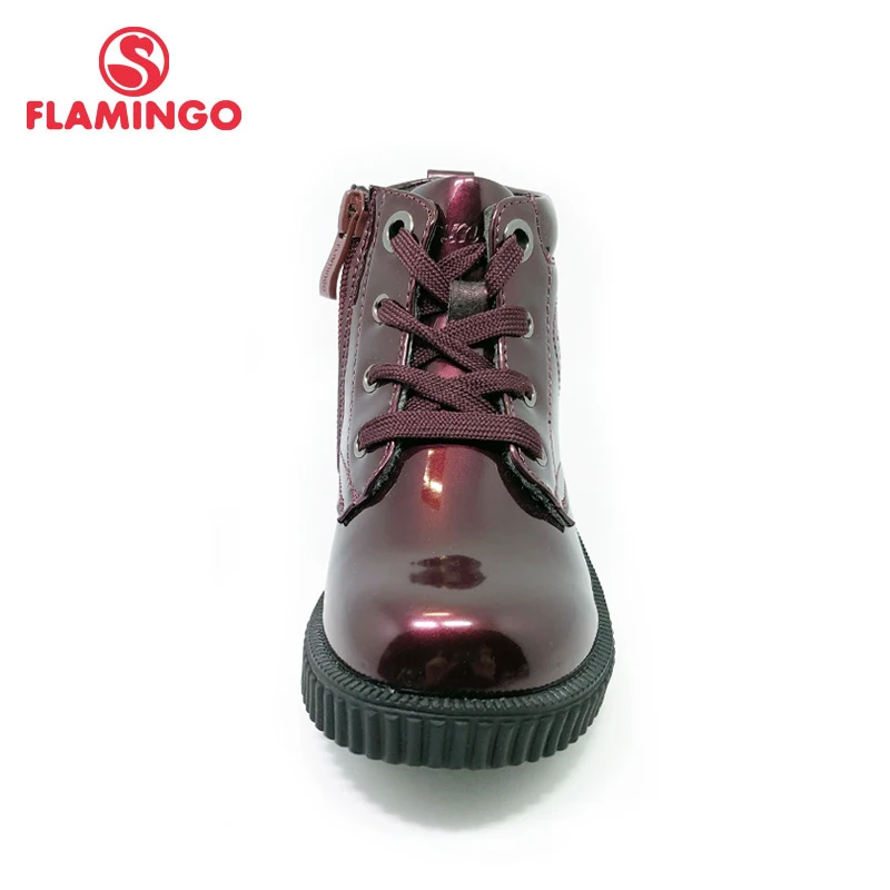 FLAMINGO Russian brand autumn/winter fashion kids boots high quality Bright leather anti-slip kids shoes for girl XTM31-11H