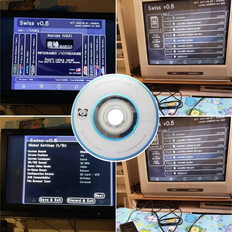 لـ Gamecub وSD2SP2، محول قارئ بطاقات Tf، استبدال وقرص التمهيد السويسري، DVD صغير