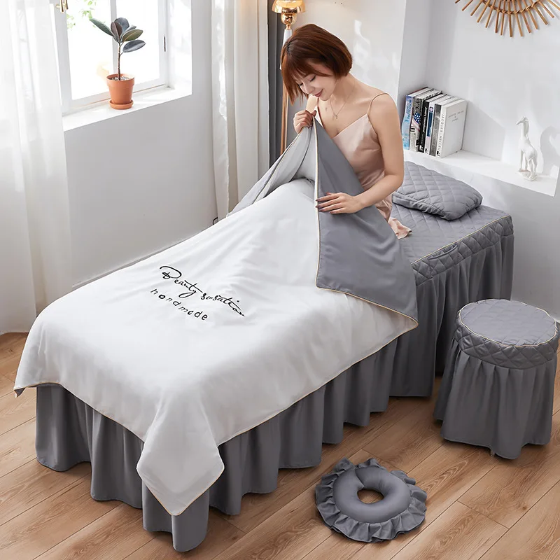 Four-piece Beauty Bedspread, Body Shampoo Massage Physiotherapy Bedspread Supplies Bed Skirt Simple Quilt Cover