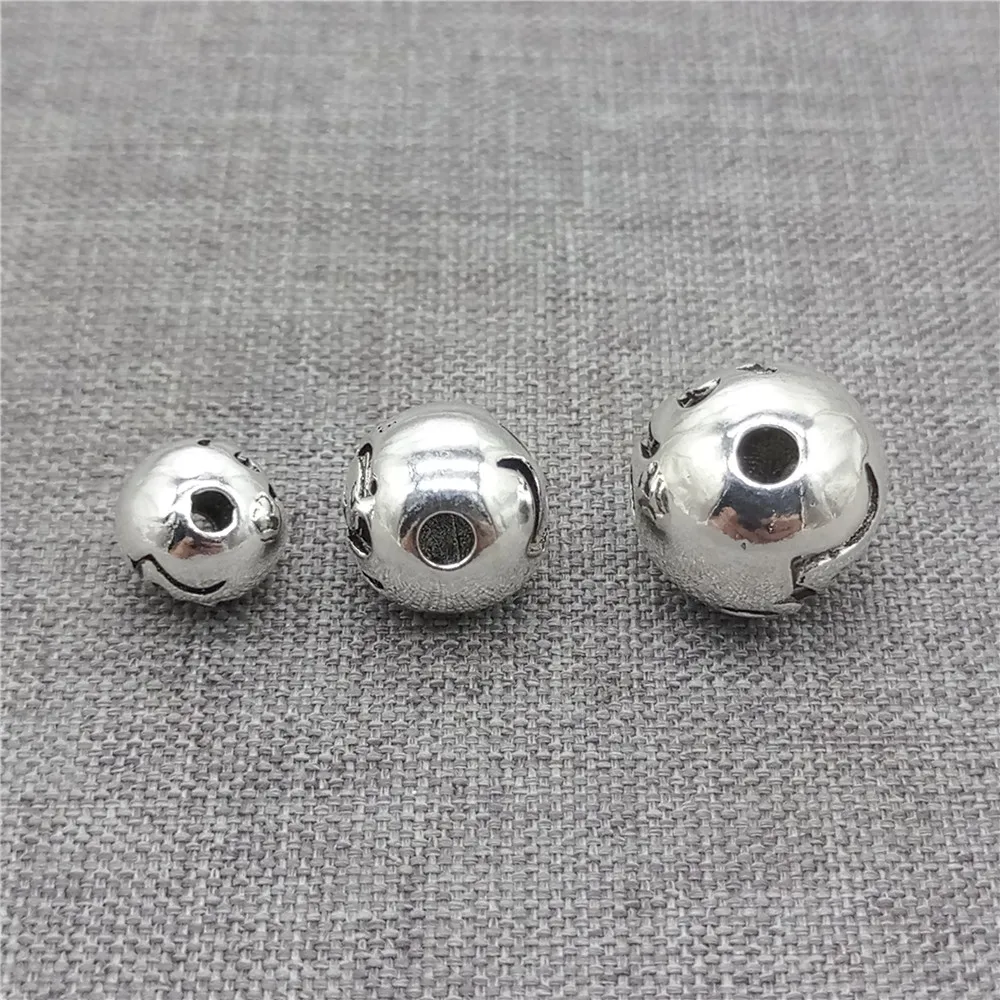 4 szt. 925 Sterling Silver OM okrągła kula koraliki do buddyzmu bransoletka naszyjnik — zdjęcie 4