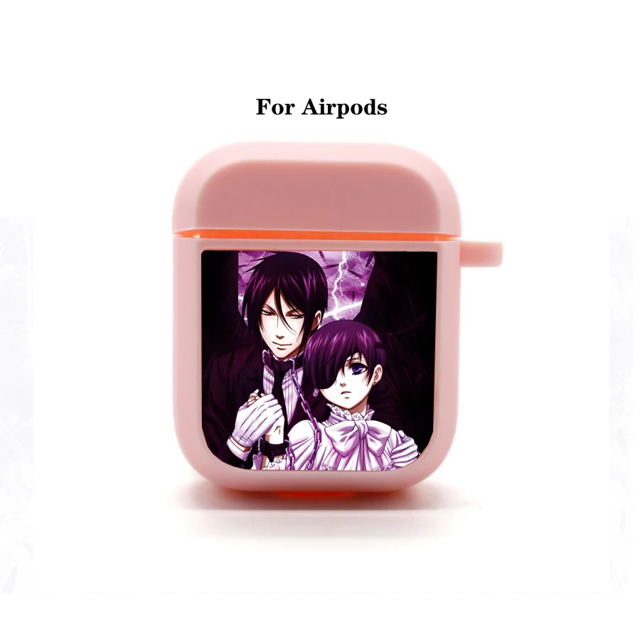 Anime preto butler airpods capa da capa apple airpods fone de ouvido saco macio silicone bluetooth caso protetor