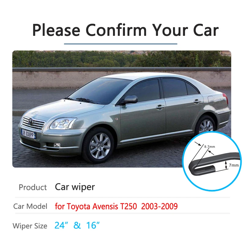 Car Wiper Blade for Toyota Avensis T250 T25 2003~2009 Windscreen Windshield Brushes Wipers 2004 2005 2006 2007 2008 Car Goods