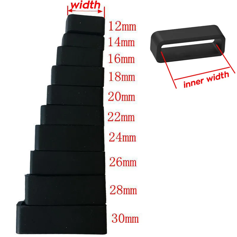 3pc Watch Strap Loops 12 14 16 18 20 22 24 26 28 30mm Silicone Watch Band Rubber Ring Loop Watch Accessories Clasp Holder Locker