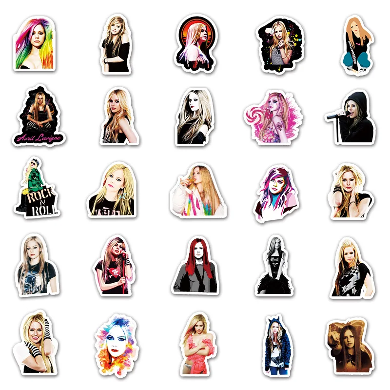 10/30/50PCS Singer Avril Lavigne Stickers DIY Phone Laptop Luggage Guitar Wall Notebook Car Graffiti Decal Toy Sticker for Kids