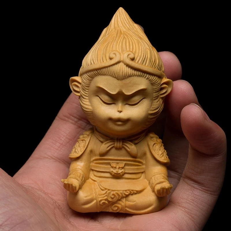 

7/9/11CM Sun Wukong Lovely Monkey King Statue Carving Home Decoration Wood Craft Figurine Decoracion Wood Decoration Miniatura