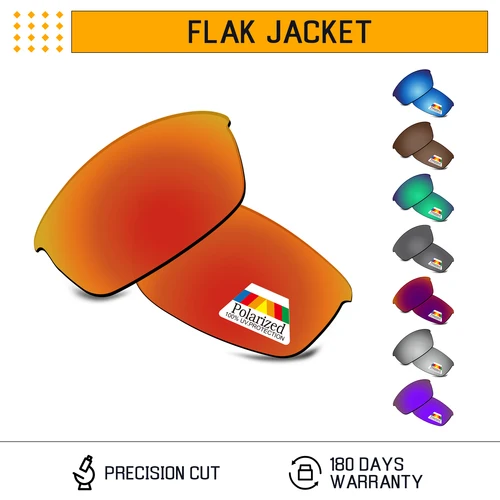Imagen 1 del producto Lentes de repuesto polarizadas Bwake para chaqueta Oakley Flak, chaqueta Fllak, montura de gafas de sol Asian Fit de 63mm, múltiples opciones