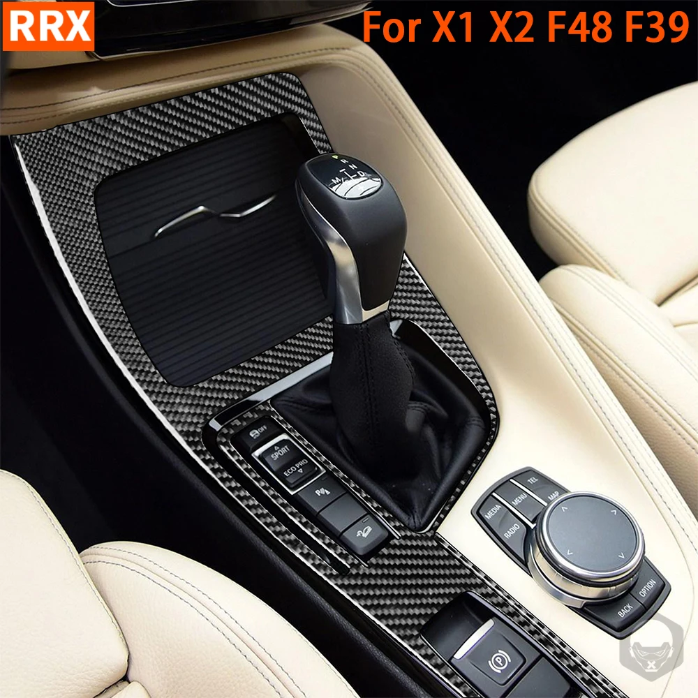 

For BMW X1 F48 2016-2021 X2 F39 2018-2021 Gear Shift Knob Box Panel Cover Trim Carbon Fiber Stickers Car Interior Accessories
