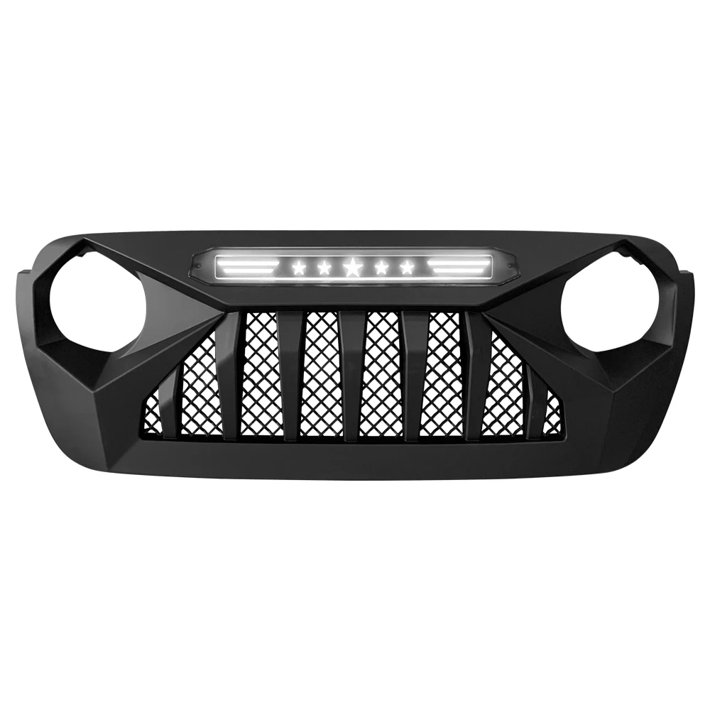 Car Grills Modified Parts Front Bumper Racing Grille With Light LED For Jeep Wrangler JL Gladiator JT 2018-2023 Racing Grills