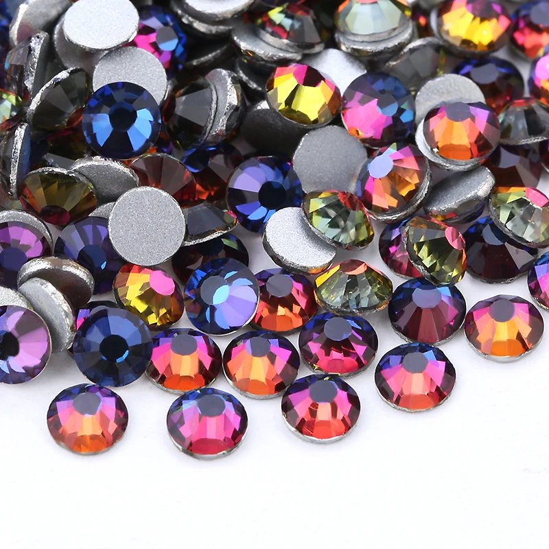 

1.3mm-6.5mm Crystal Magma Color Non Hotfix/Glue On Flatback Rhinestones For Nail 3D Decorations