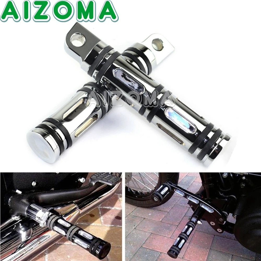 CNC Motorcycle Chrome Footrests Footpegs Foot Rests Pegs Rear Pedals For Harley Touring Sportster XL883N XL1200N Dyna Softail