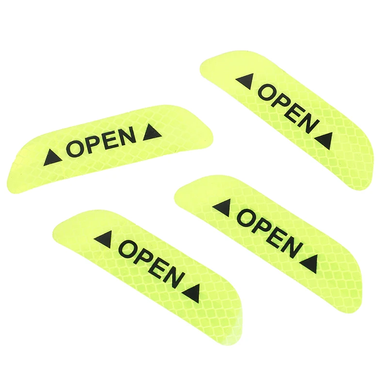 4x Fluorescent Green Car Door Open Sticker Reflective Tape Safety Warning Decal