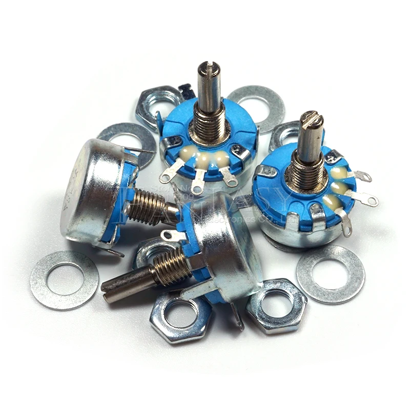 2pcs WH5-1A 10k 100K 47K 22K 4.7K 1M 470K 220K 470R 1K ohm 3-Terminals Round Shaft Rotary Taper Carbon Potentiometer