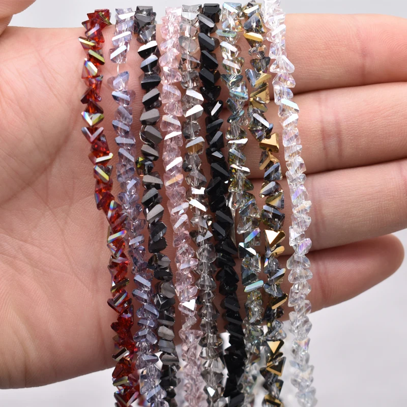 Yanqi Shining Triangle Glass Beads Colors 6mm 80pcs Crystal Glass Beads  For Jewelry Making  DIY Handmade Bracelet Wholesale