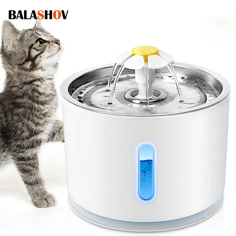 Water Dispensers 2.4L Automatic Cat Water Fountain LED Electric Mute Water Feeder USB Dog Drinker Bowl Pet Drinking Dispenser