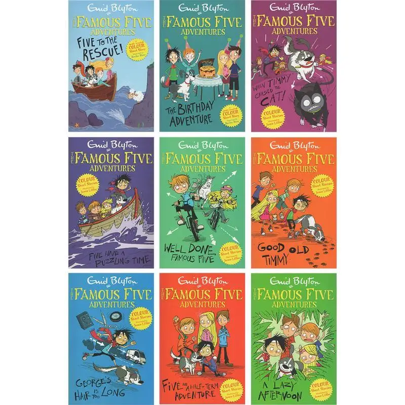 9 Books/Set Enid Blyton The Famous Five Adventures Collection Children English Picture Book Detective Stories