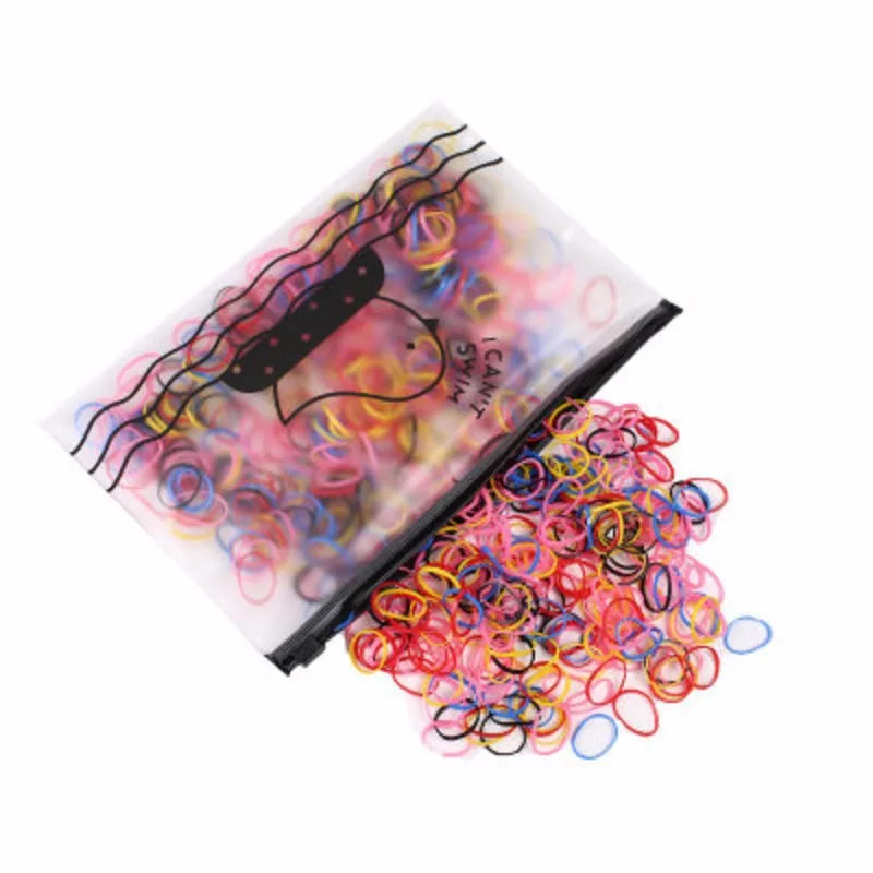 1000PCS Cute Girls Colourful Ring Disposable Elastic Hair Bands Ponytail Holder Rubber Band Scrunchies Kids Hair Accessories Hot